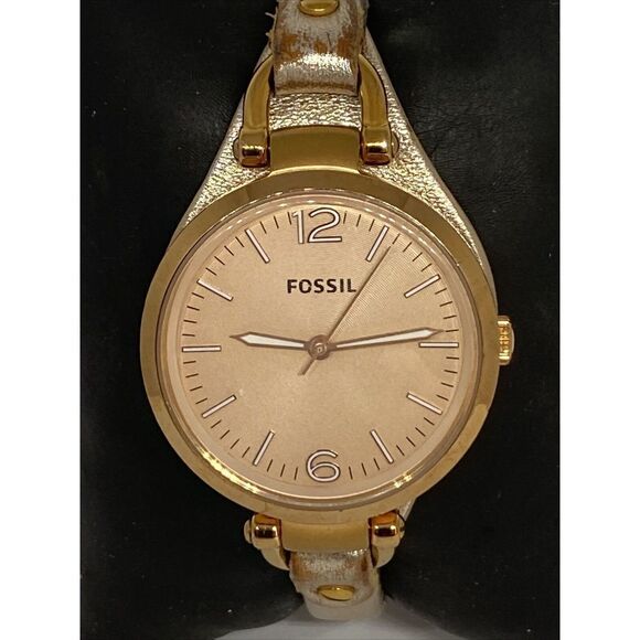 Fossil ES418 Women's Leather Rose Gold Analog Dial Quartz Wrist Watch LB294 - Picture 2 of 12